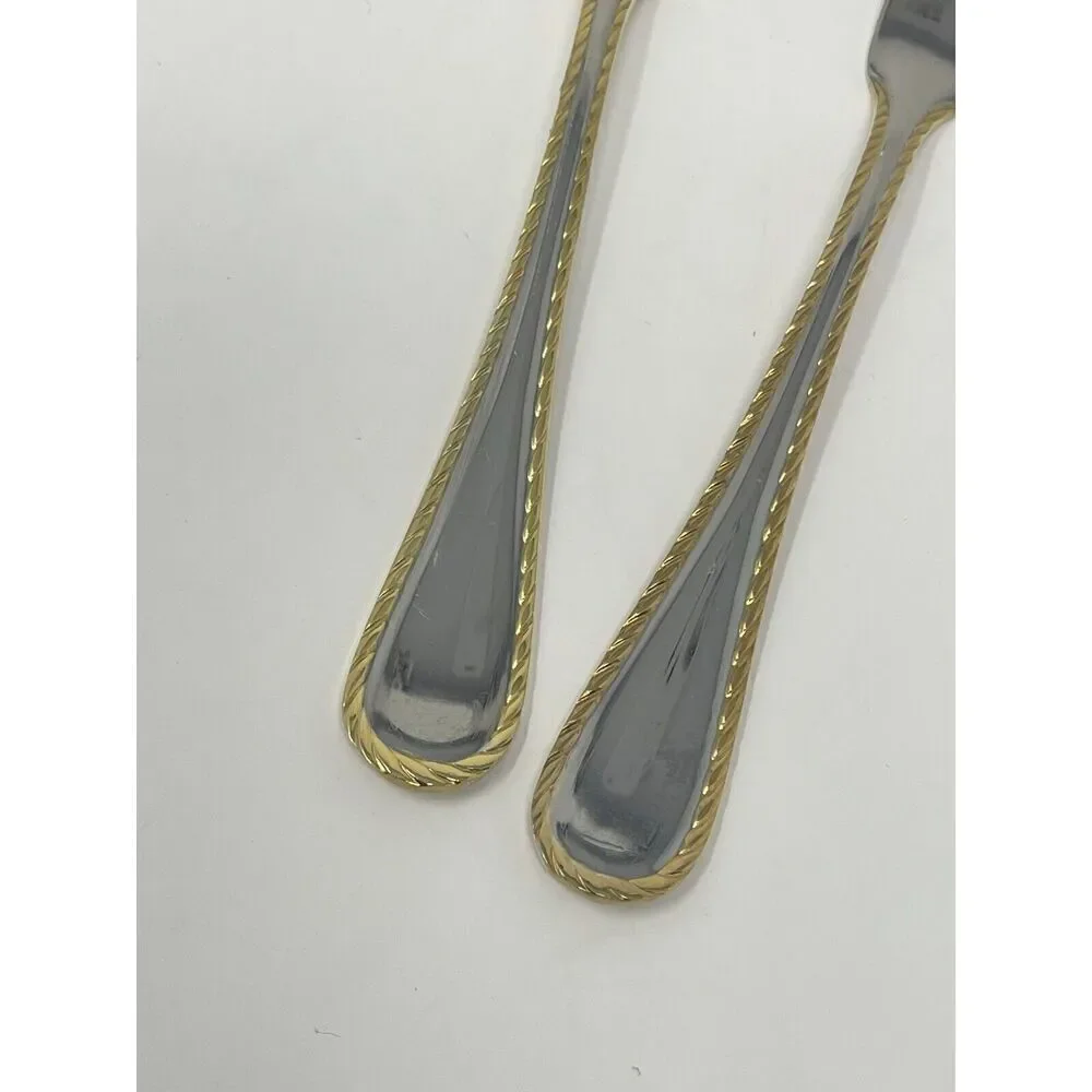 Oneida GOLDEN BELMONT Stainless Rope Edge Gold Butter Spreader Sugar Shell Spoon